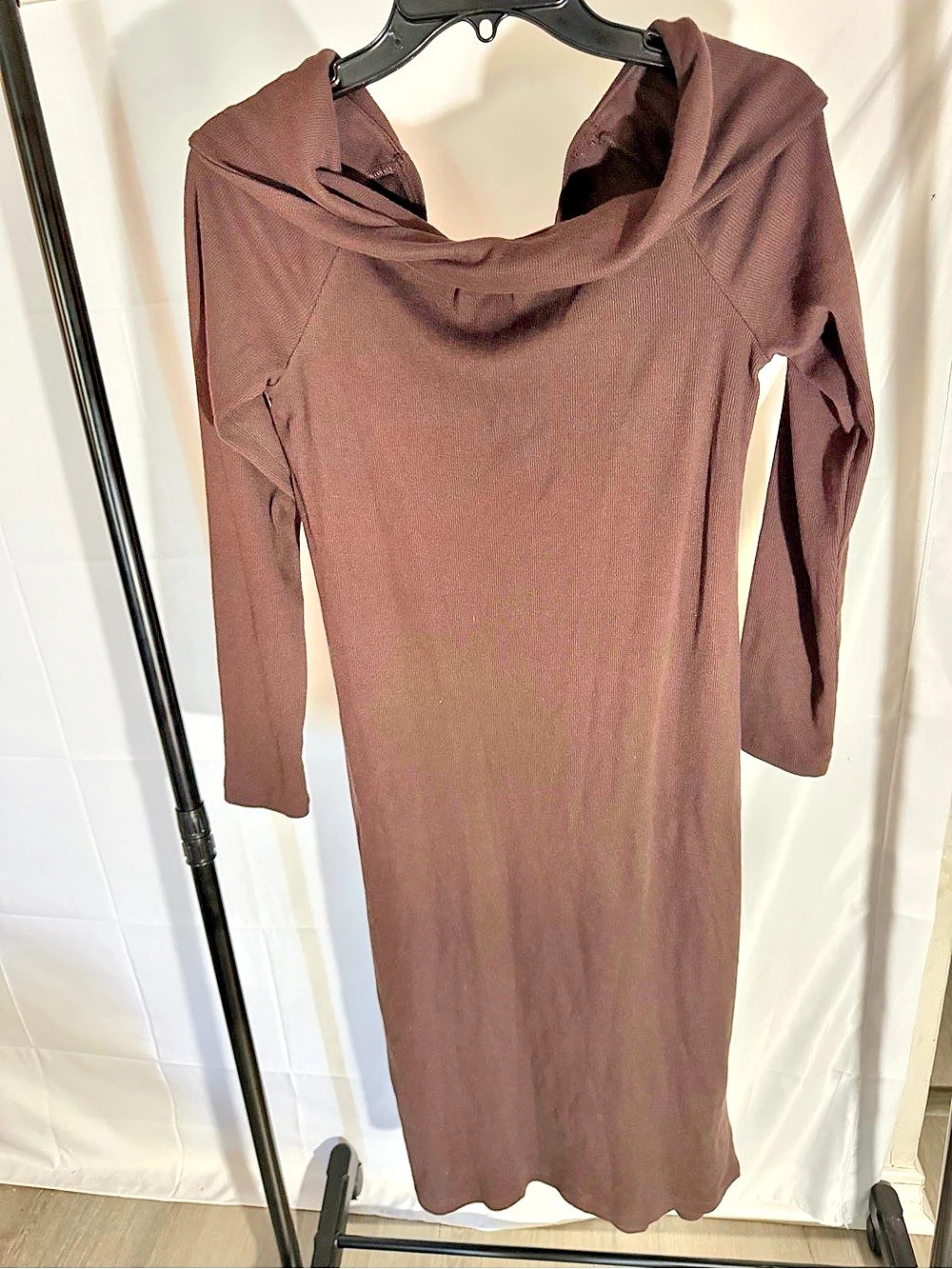 Universal Thread Women's Off Shoulder Midi Bodycon Dress Brown Medium
